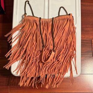 Fringe Shoulder Bag in pink